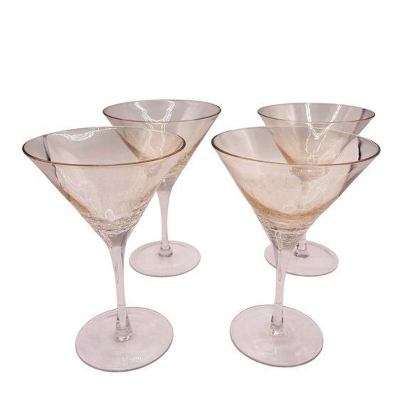 Expresso Martini Blush Gold Tint Luxury Glass Crackle Texture & Mid‑Century-4CT - Picture 3 of 13